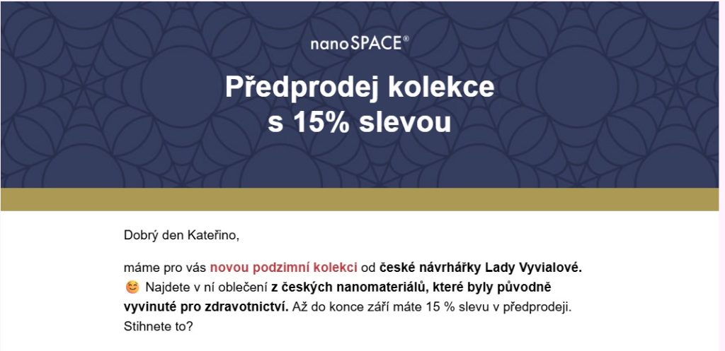 Ukázka úvodního banneru v úvodu newsletteru