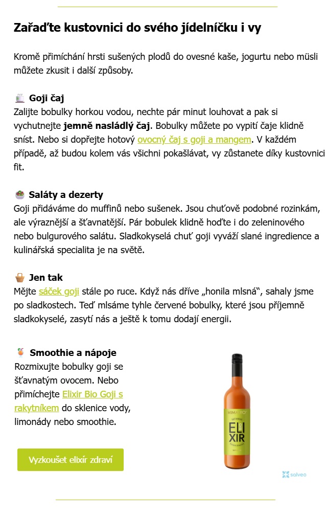 Ukázka obsahu newsletteru z e-mailové schránky