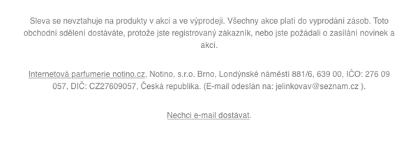 Patička e-mailu s detailními informacemi ke slevě nebo akci