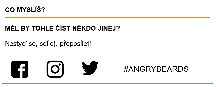 výzva ke sdílení v newsletteru Angry Beards