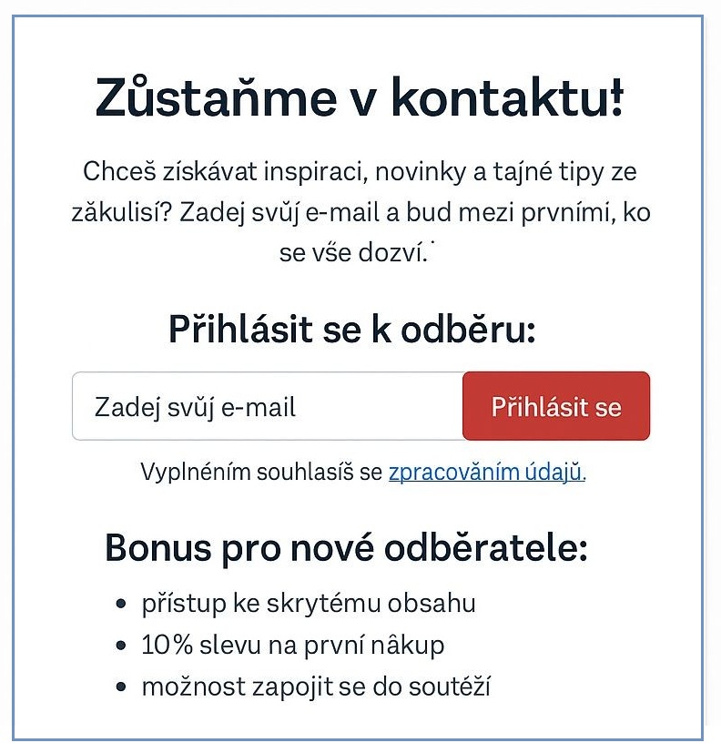landing page pro odběr newsletteru