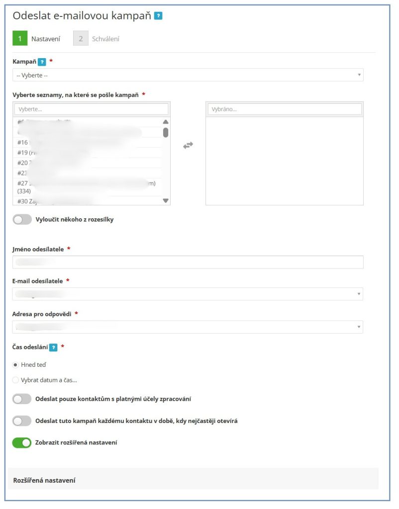 Ukázka rozesílky ve staré verzi Smartemailngu